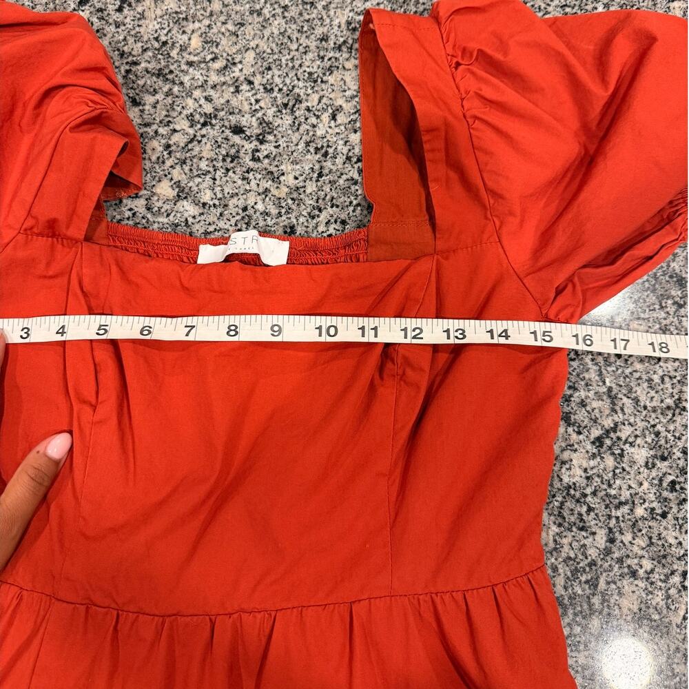 ASTR the Label orange Midi Dress with Puff Sleeves & Slit - Small - Picture 5 of 10